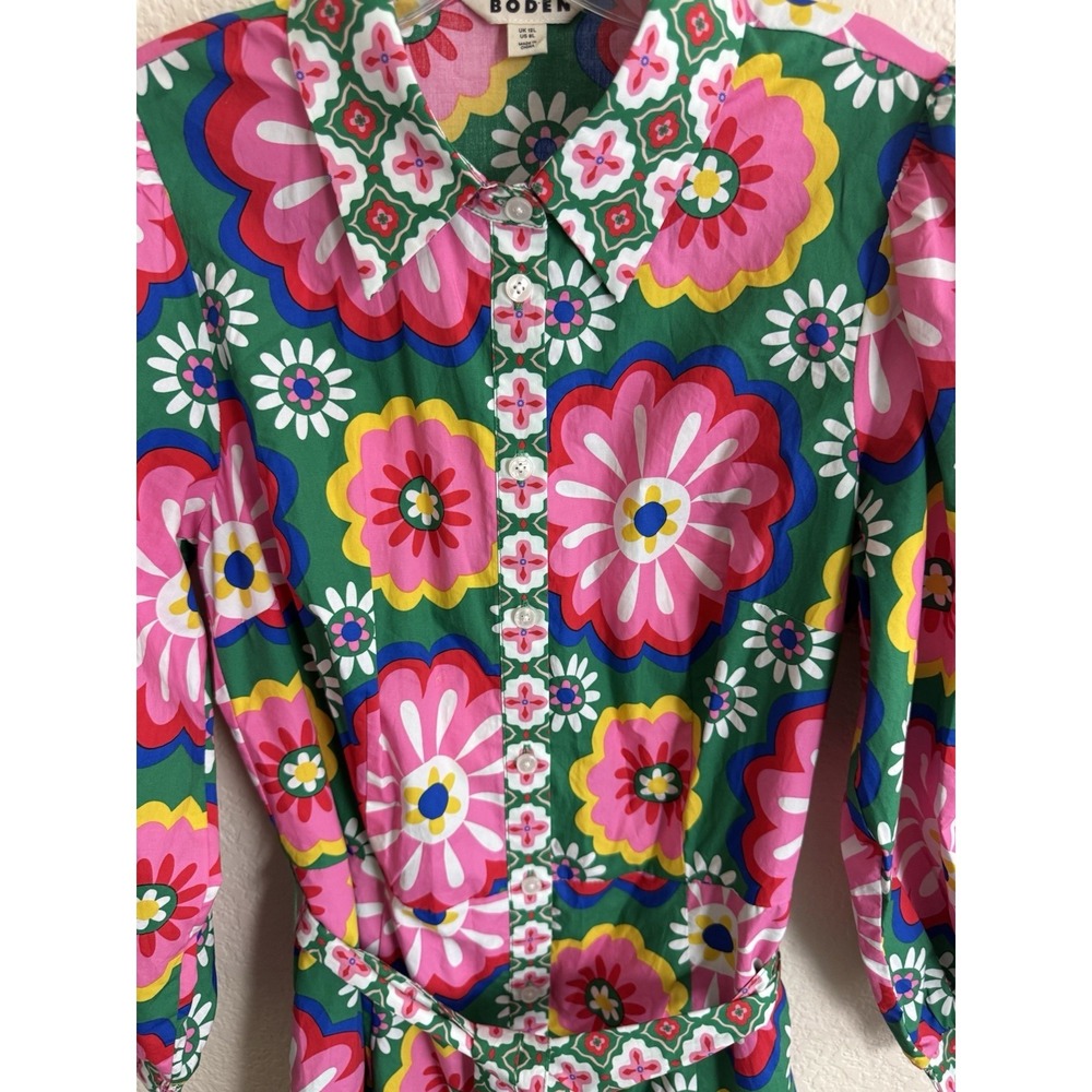 Boden Clara Cotton Maxi Shirt Dress US 8 Pink Flower Power Barbiecore Brand NEW - Picture 8 of 11